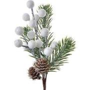 Clayre & Eef Decoratie Tak 22 cm Wit Groen Kunststof