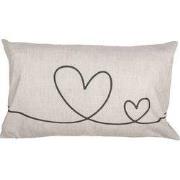 Clayre & Eef Kussenhoes 30x50 cm Beige Groen Polyester Harten