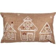 Clayre & Eef Kussenhoes 30x50 cm Bruin Polyester Gingerbread house
