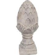 Clayre & Eef Decoratie Beeld Dennenappel Ø 14x33 cm Grijs Steen