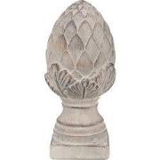 Clayre & Eef Decoratie Beeld Dennenappel Ø 12x26 cm Grijs Keramisch ma...