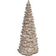 Clayre & Eef Decoratie Beeld Kerstboom Ø 13x30 cm Wit Beige Kunststof