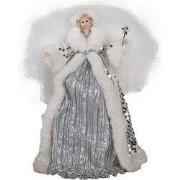 Clayre & Eef Kerstdecoratie Engel 28 cm Wit Zilverkleurig Kunststof