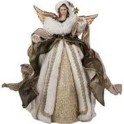 Clayre & Eef Kerstdecoratie Engel 28 cm Beige Goudkleurig Kunststof