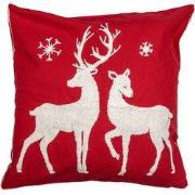 Clayre & Eef Kussenhoes 45x45 cm Rood Wit Polyester Rendieren