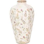 Clayre & Eef Vaas Ø 17x30 cm Beige Roze Keramiek Bloemen