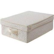Opbergdoos met deksel van bouclé-stof in écru - L31,5 cm