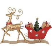Clayre & Eef Kerstdecoratie Slee 70x12x49 cm Bruin Rood Metaal