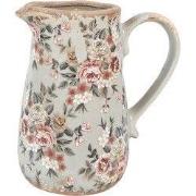 Clayre & Eef Decoratie Kan 16x12x18 cm Grijs Keramiek Bloemen