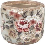 Clayre & Eef Bloempot Ø 10x9 cm Grijs Keramiek Bloemen
