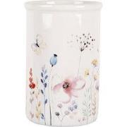 Clayre & Eef Tandenborstelhouder Ø 8x12 cm Wit Keramiek Bloemen