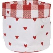 Clayre & Eef Broodmand Ø 15x16 cm Wit Rood Katoen Hartjes