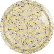 Clayre & Eef Dienblad Ø 32x2 cm Geel Metaal Bloemen