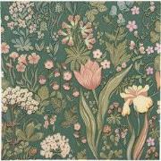 Clayre & Eef Servetten Papier Set van 20 Groen Bloemen