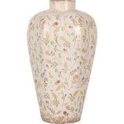 Clayre & Eef Vaas Ø 24x40 cm Beige Keramiek Bloemen