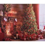 Clayre & Eef Kerst Achtergronddoek 180x210 cm Bruin Textiel Kerstboom