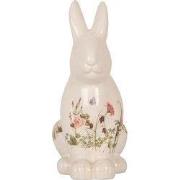 Clayre & Eef Decoratie Beeld Konijn 16x12x28 cm Beige Keramiek