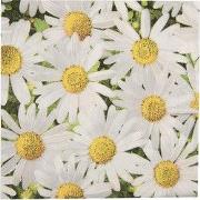 Clayre & Eef Servetten Papier Set van 20 Wit Geel Papier Bloemen