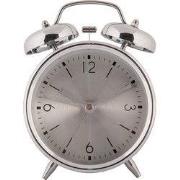 Clayre & Eef Wekker Analoog Ø 10x6x14 cm Zilverkleurig Metaal