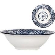 Clayre & Eef Schaal Ø 18x6 cm Wit Blauw Keramiek