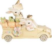 Clayre & Eef Decoratie Beeld Konijnen 16x8x12 cm Wit Beige Kunststof