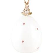 Clayre & Eef Decoratie Beeld Konijn Ø 10x16 cm Wit Kunststof