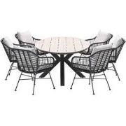 Garden Impressions Lucas tuinset zwart 7-delig - Tulli tuintafel 220x1...