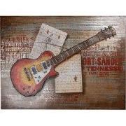 Clayre & Eef 3D Schilderijen metaal 100x75 cm Oranje Gitaar