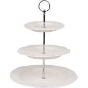 Clayre & Eef Etagère 3 laags Ø 26x31 cm Wit Keramiek