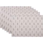Clayre & Eef Placemats Set van 6 48x33 cm Beige Grijs Katoen Konijn