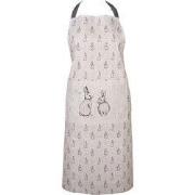 Clayre & Eef Keukenschort 70x85 cm Beige Grijs Katoen Konijn