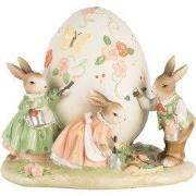 Clayre & Eef Decoratie Beeld Konijnen 22x17x18 cm Beige Kunststof