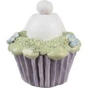 Clayre & Eef Decoratie Beeld Konijn Ø 11x12 cm Wit Paars Kunststof