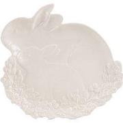 Clayre & Eef Schaal Konijn 23x24x2 cm Wit Keramiek