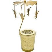 Clayre & Eef Waxinelichthouder Ø 8x17 cm Goudkleurig Glas Engelen