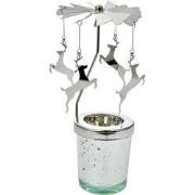 Clayre & Eef Waxinelichthouder Ø 8x17 cm Zilverkleurig Glas Hert