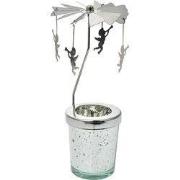 Clayre & Eef Waxinelichthouder Ø 8x17 cm Zilverkleurig Glas Engelen