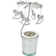 Clayre & Eef Waxinelichthouder Ø 8x17 cm Zilverkleurig Glas Hobbelpaar...