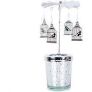 Clayre & Eef Waxinelichthouder Ø 8x17 cm Zilverkleurig Glas