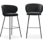 Set van 2 krukken in stof met zwarte metalen poten H65 cm - RUSH