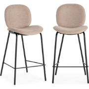 Set van 2 krukken in stof met zwarte metalen poten L43 cm - CORI