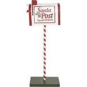 Clayre & Eef Kerstdecoratie Brievenbus 19x33x92 cm Wit Rood Metaal