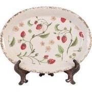 Clayre & Eef Onderbord 25x18x3 cm Beige Keramiek Aardbeien