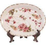 Clayre & Eef Onderbord 25x18x3 cm Beige Keramiek Bloemen