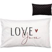 Clayre & Eef Kussenhoes 30x50 cm Zwart Wit Polyester