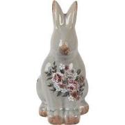Clayre & Eef Decoratie Beeld Konijn 21 cm Grijs Keramiek