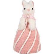 Clayre & Eef Decoratie Beeld Konijn Ø 12x21 cm Wit Roze Terracotta