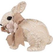 Clayre & Eef Decoratie Beeld Konijn 26x15x23 cm Beige Textiel