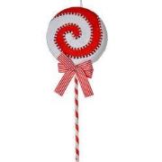 Clayre & Eef Kersthanger Lolly Ø 10x45 cm Rood Wit Kunststof