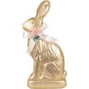 Clayre & Eef Decoratie Beeld Konijn 22x8x40 cm Goudkleurig Textiel